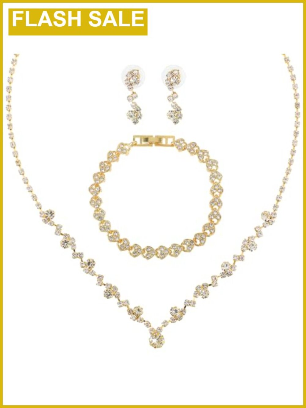 Rhinestone Bridal Wedding Jewelry Set Necklace Earrings Bracelet